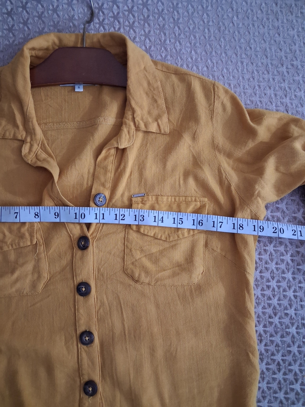 Fiorucci Mustard Blouse, Button-Front Shirt Tunic, S - Picture 12 of 12